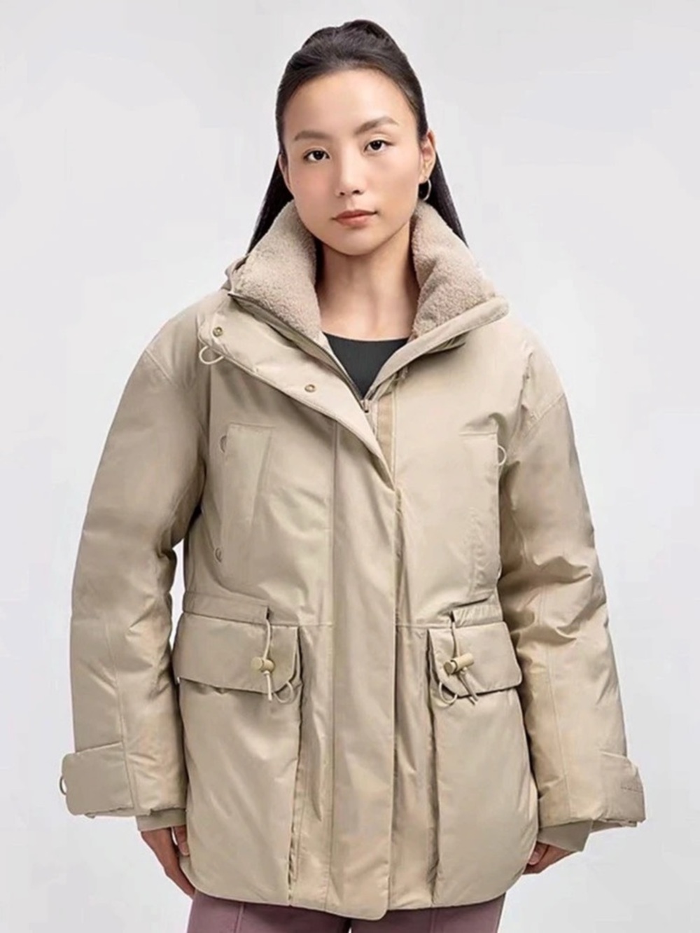 lululemon Snow Warrior Parka Hooded Puffer Jacket in Beige size 14